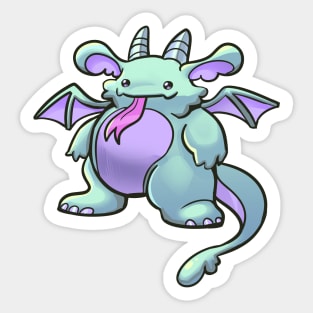 Green and Purple Baby Round Dragon Sticker